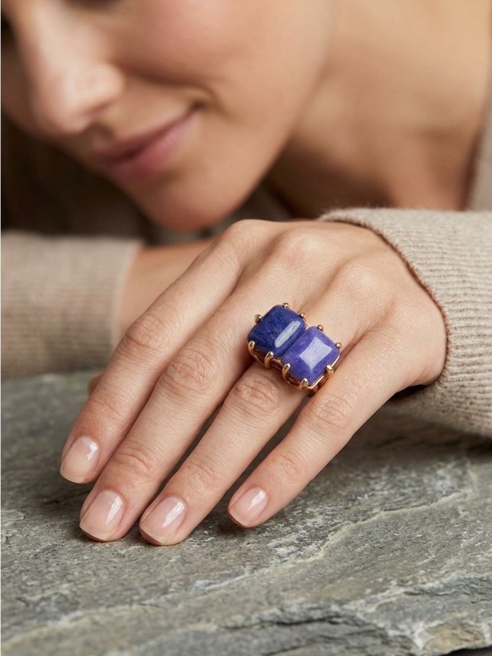 Gold-Plated Sugilite Purple Gemstone Stone sz 7 Made in Brazil 🇧🇷